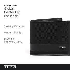 TUMI - Alpha Global Center Flip Passcase - Wallets for Men - Organized Bill Compartment & Hidden Pocket - 3.8" X 4.8" X 1.0" - Black