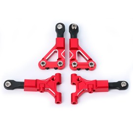 Aluminum Alloy Front Upper & Lower Suspension Arms for 1/10 4-Tec Drift Ford Mustang Upgrade Parts,Replace #10533#10534#10535 (Red)