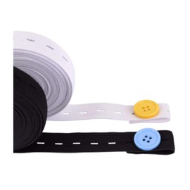 2 Rolls 6 Metres Buttonhole Elastic Spool for Sewing, Knitting, Waist Bands (6 m x 25 mm)