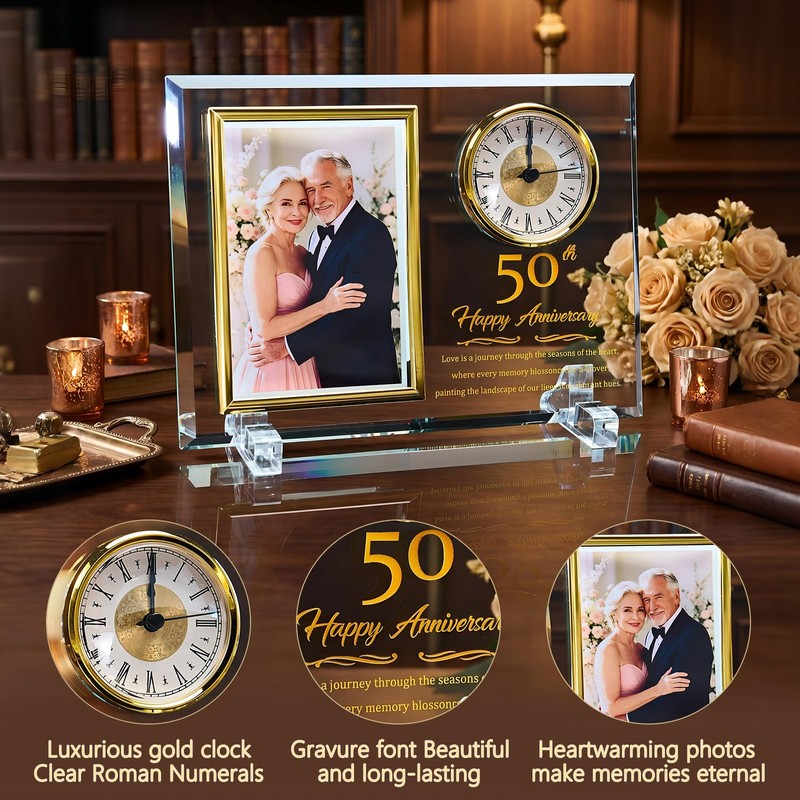 Dxaeuqr Dxaeqr 50th Wedding Anniversary Keepsake for Couples, Crystal Glass