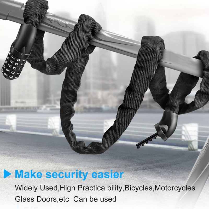 Bomkim Bicycle Lock, High Security Level 5-Digit Code Chain Lock,