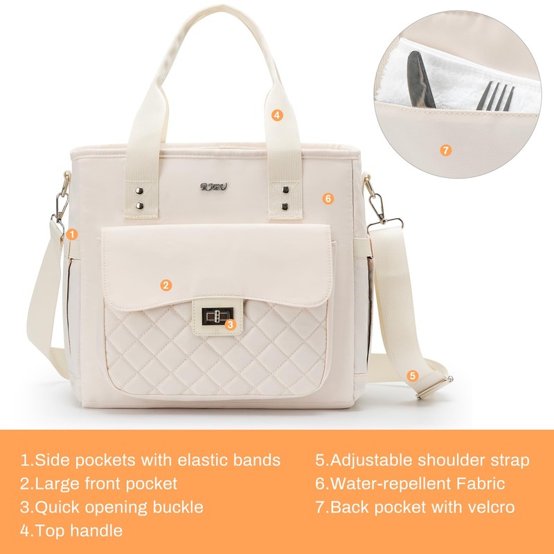 RJEU Women Lunch Box for Work,Large Insulated Lunch Bag Leakproof