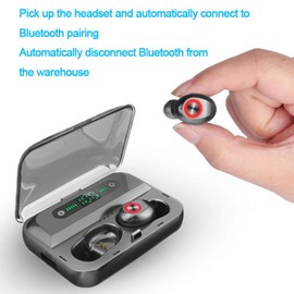 DLW True Wireless Earbuds T10 Bluetooth 5.0 Headphones, Sports in-Ear TWS Stereo Mini Headset w/Mic Extra Bass IPX7 Waterproof, Instant Pairing with Charging Case Noise Cancelling Earbuds Earphones