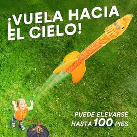 LEKOU Dinosaur Blaster para niños, Lanzacohetes al Aire Libre, Lanzador Que Puede lanzarse a 100 pies, Cohetes de Juguetes Son el Regalo de cumpleaños
