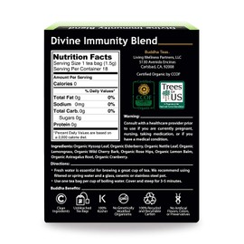 Buddha Teas Organic Divine Immunity Blend Tea | 18 Bleach-Free Tea Bags | Antiviral Properties with Antioxidants | Defense for Colds, Flu, Sick | Made in the USA | Caffeine-Free | No GMOs