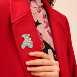 KristLand - Classical Teddy Bear Rhinestones Bowknot Brooches Cute Animal Cat Enamel Squirrel Pin Corsage Scarf Clips Gold Color