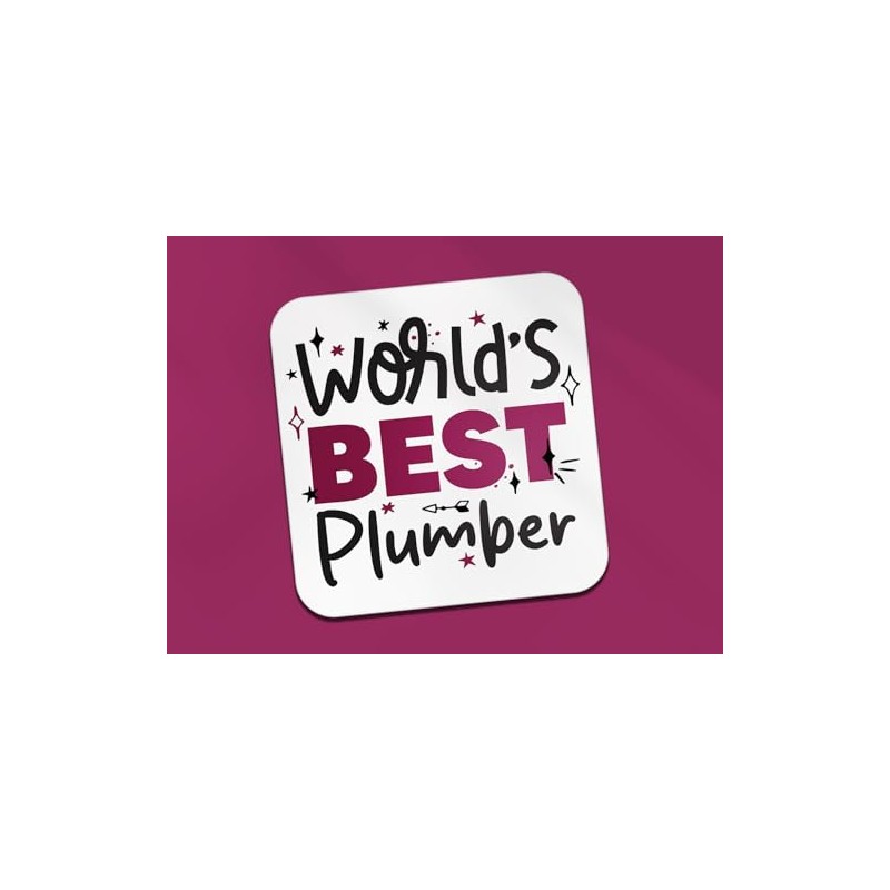 World's Best Plumber Square Coaster - Builder Trades Fan Hobby