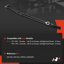 A-Premium Front Outer Right Tie Rod End, Compatible with Jeep XJ Series Cherokee 1991-2001, MJ Series Comanche 1991-1992