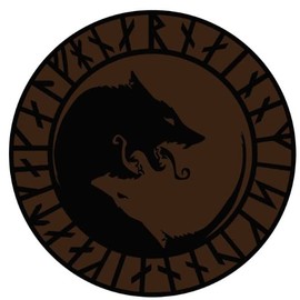 ÚLFHÉÐNAR RUNE No Mercy Only Violence Sticker Wolf Yin Yang -Brown- Viking Scandinavian Norse Size 3.5" inch Decal Symbol for Car Automobile Windows Truck Motorcycle Laptop Notebook Door Helmet Luggage Tumbler Gift