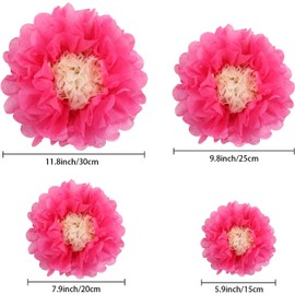 EVERMARKET 16 Pieces Paper Flower Tissue Paper Chrysanth Flowers DIY Crafting for Wedding Backdrop Nursery Wall Decoration -Multicolor Paper Flower