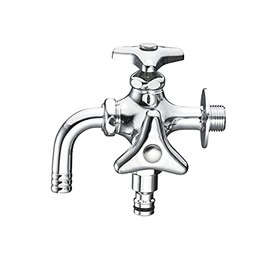 SANEI (Sanei) Spray Type Two-way Transverse Faucet Nominal 13 Jointer Connection Swivel Water Discharge Pipe Water Supply Tap Two-way Two-way Faucet F126V-13 Silver