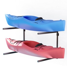 Flenpptly Wall Mounted Kayak Storage Rack, Kayak Racks for Outdoor Storage, Kayak Wall Mount 2 Tier Adjustable Surfboard Paddleboards Holder, Holds Up to 180 lbs