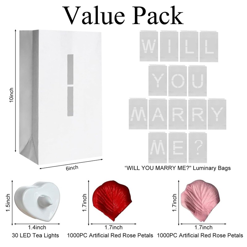 ARIKJ Will You Marry Me Light Up Letters Luminary Bags,