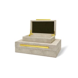 Sanfubox Modern Decorative Box Faux Shagreen Leather, Decorative Storage Boxes with Lids for Home Decor, Large Multifunctional Storage Jewelry Box Organizer(Ivory)