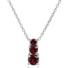 B. BRILLIANT Sterling Silver Synthetic Ruby Round Graduating Three Stone