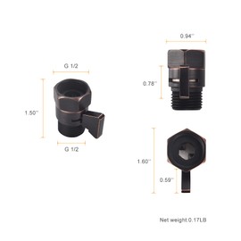 Oil Rubbed Bronze Water Flow Control Valve, Shower Head Flow Control, Angle Brass Shut Off Valve for Handheld Shower, Water Pressure Regulator Replacement