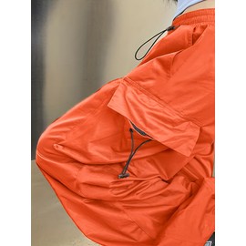FENGQIYUNHAI Cargo Pants Women Baggy Parachute Pants Woman Y2K Mutil Pockets Loose Fit Casual Pants Concert Outfits Orange