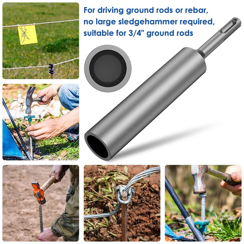 SDS Plus Ground Rod Driver for 5/8Inch and 3/4Inch Ground