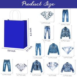 Denim and Diamonds Paper Gift Bags Denim and Diamond Birthday Decorations 12PCS Denim Birthday Party Treat Bags Crystal Diamonds Goodie Bag for Bachelorette Party Decor