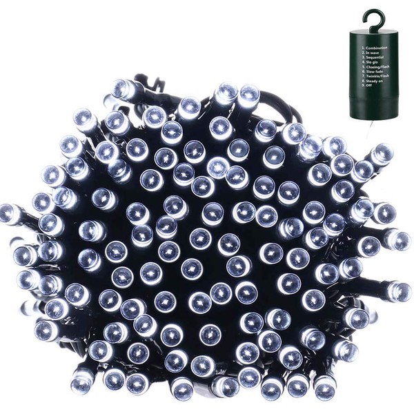 LYHOPE Christmas Lights, 200 LED 72ft 8 Modes Battery Operated Waterproof Fairy Christmas String Lights for Outdoor & Indoor, Patio, Lawn, Landscape, Garden, Wedding, Holiday (Cool White)