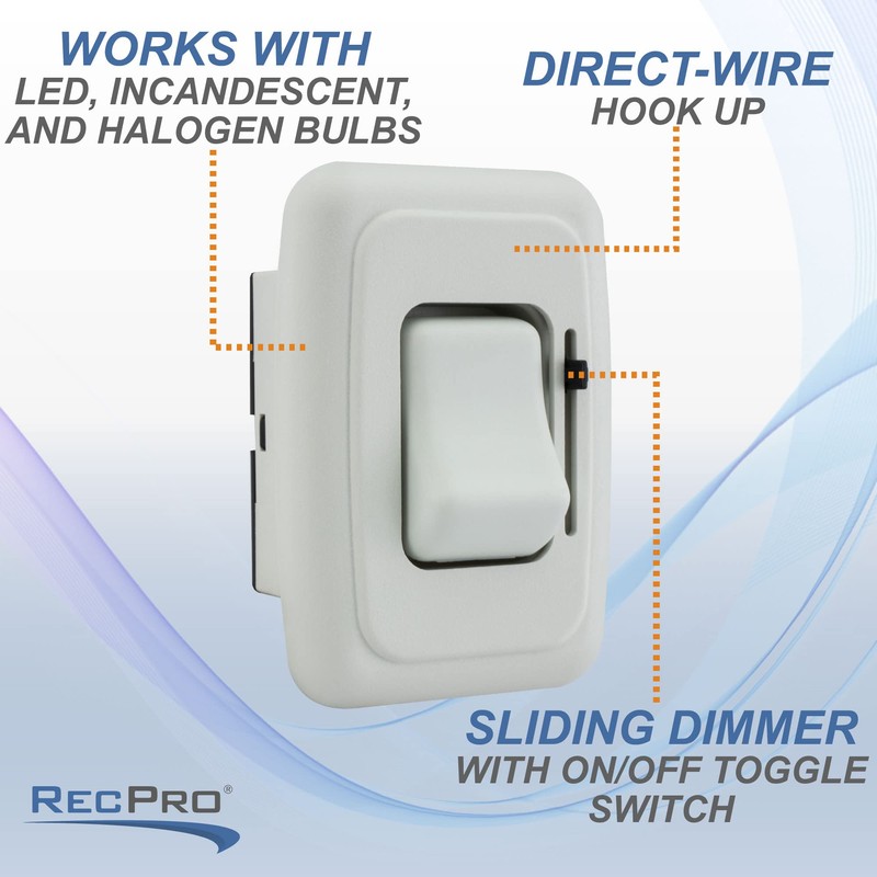 RecPro RV 12V DC Toggle Style Light Switch with High-Side