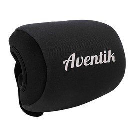 Aventik Neoprene Fishing Reel Cover Pouch Round Baitcasting Trolling Reels Storage Conventional Reel Cover Durable Soft Protection (Black, L:4.3''Width x 3.3''Diameter)