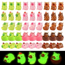 IETWATE 45PCS Mini Resin Animals Mixed Capybara, Luminous Tiny Resin Animals Capybara Toy, Cute Mini Figures Capybara Stuff Glow in the Dark for DIY Craft Garden Landscape Dollhouse Decorations