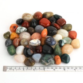 NKlaus 300 g - 900 g India Mix Tumbled Stones Worry Stone 20-35 mm Massage Stones Healing Stones 11145