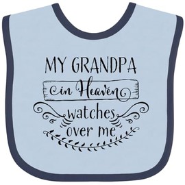 inktastic My Grandpa in Heaven Watches over Me Baby Bib Blue and Navy 43af1