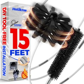 Holikme 15 Feet Dryer Vent Cleaner Kit, Lint Remover, Extends Up to 15 Feet, Synthetic Brush Head, Use with or Without a Power Drill