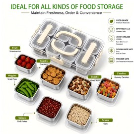 Snackle Box Container 304 Stainless Steel 8 Compartment
