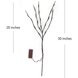 DK177 2 Pack Led Branch Light Battery Operated Lighted Branch Vase Filler Willow Tree Artificial Little Twig Power Brown 30 Inch 20 LED for Home Romantic Decoration (Sliver-Color)