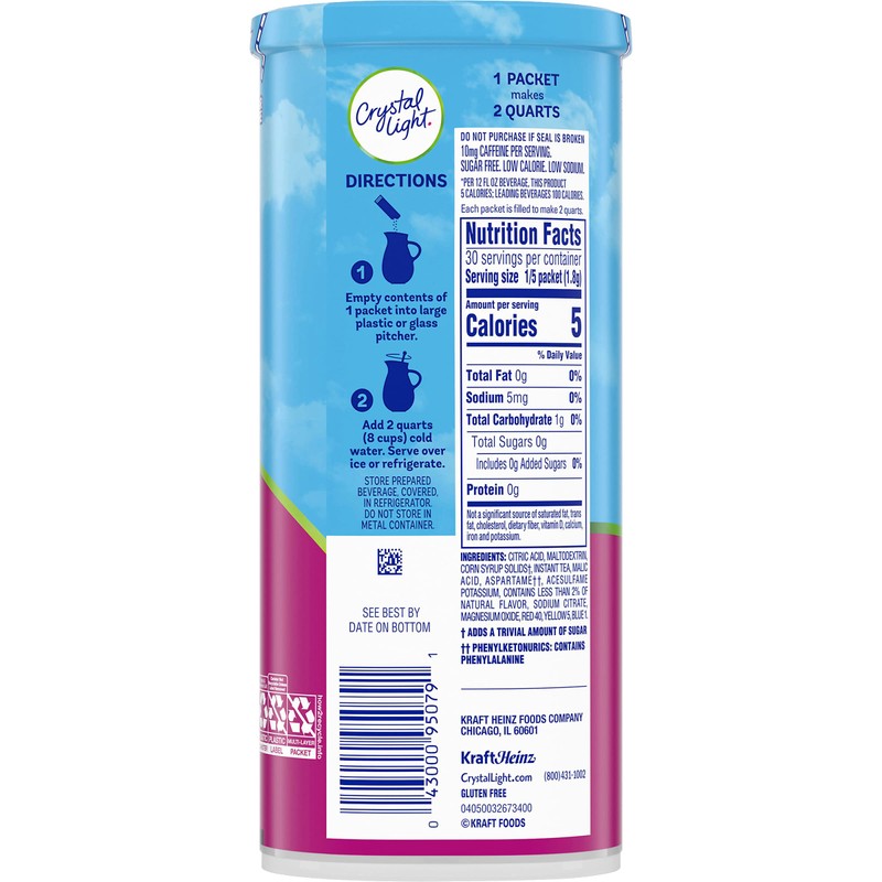 Crystal Light Raspberry Iced Tea, 12-Quart 1.6-Ounce Canister (Pack Of