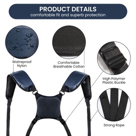 FINGER TEN Golf Bag Straps Double Shoulder Replacement Universal Adjustable Padded Waterproof for Golf Bag Multi Design Color Blue Black (Blue)