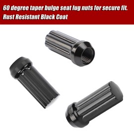 M14x1.5 Wheel Lug Nuts, 32pcs Black 14mmx1.5 Spline Lug Nut 2 Inch Tall with 1 Socket Key Compatible for Silverado Suburban Express Sierra Ram 2500 3500 F250 F350 8 Lug Aftermarket Wheels