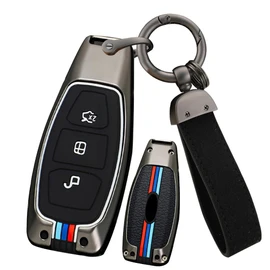 ontto Car Key Metal Case Suitable for Ford Fiesta Ecosport Focus 3 4 ST Mondeo MK3 MK4 Ecosport Kuga Fusion Metal Car Key Case Key Case Key Fob Accessories 3 Button A Black