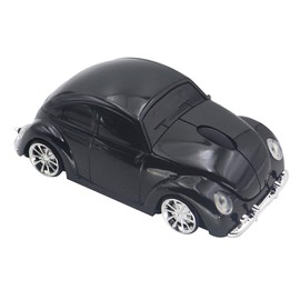 ECOiNVA VW Beetle Wireless Sports Car Shape Mouse Mice Computer Laptop PC Optical Mouse 2.4GHz Nano USB AAA Battery Power Glossy Surface LED Light (Black)
