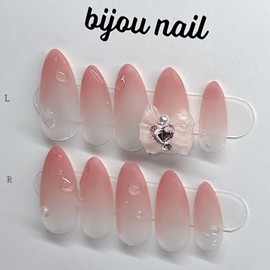 ❤️Exploding in popularity❤️ Water Drop Peach Fudge Handmade Nail Tips - Stiletto / ❤️인기 폭발❤️ 물방울 피치퍼지 수제네일팁 - 스틸레토