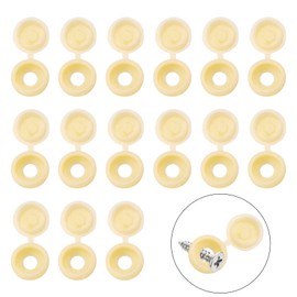 INCREWAY Screw Cover Caps, 100 Pcs Plastic Screw Caps Fold Washer Flip Tops Hinged Screw Decorative Cover with Organized Box (Light Yellow)