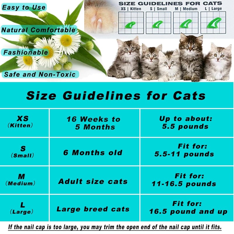 VICTHY 120pcs Cat Nail Caps | Cat Nail Covers |