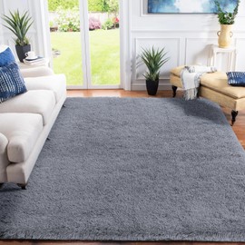 XSIVOD Soft Area Rugs for Living Room, 6x9 Plush Fluffy Bedroom Rug, Non-Slip Shaggy Rugs for Dorm Teens Room Decor, Modern Indoor Furry Carpets for Playroom Study Office, Grey