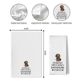 Advivio 2 Pack Funny Friends Dachshund Kitchen Towels, Dachshund Gifts Waffle Weave Kitchen Towel, Hand Tea Towels for Kitchen, Weiner Dog Gifts for Women