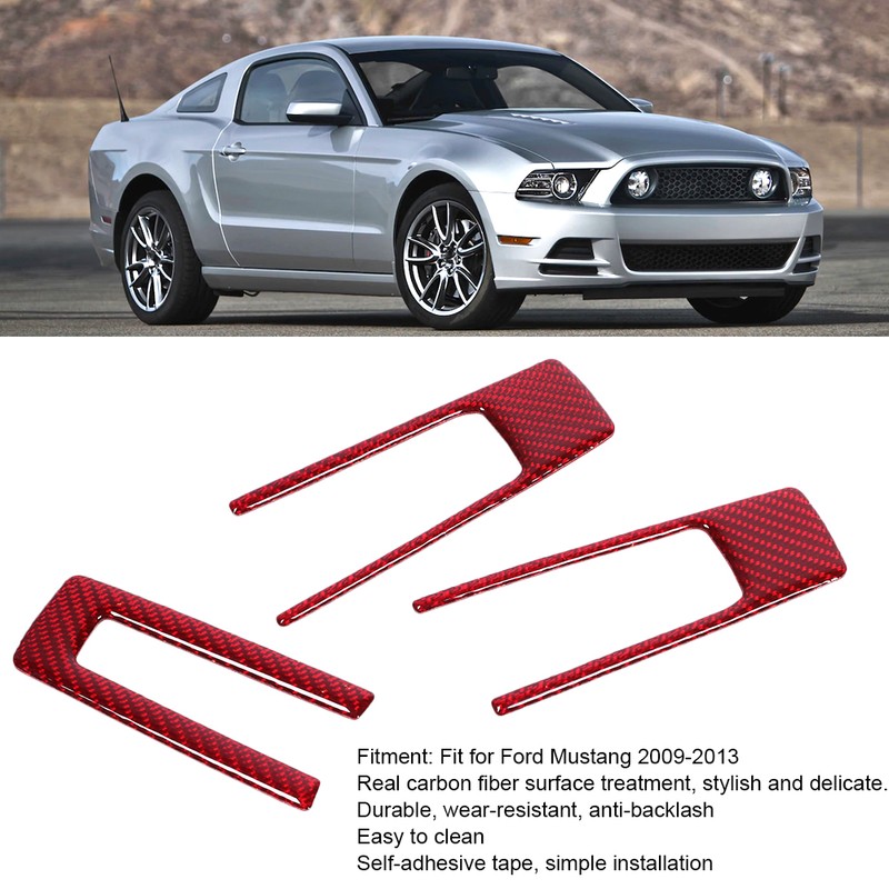 3Pcs Steering Wheel Frame Sticker Carbon Fiber Button Cover Trim