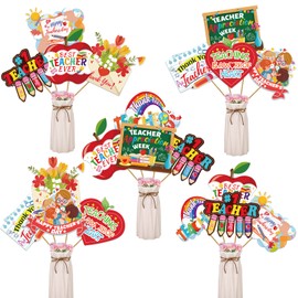 HOWAF Teachers Appreciation Week Best Teacher Ever Party Props Table Centerpieces Sticks for Teacher Day Party Supplies,27pcs