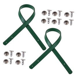 KONTONTY 2set Leather Handbag Straps Replacement Purse Handle Straps for Shoulder Bags Tear Resistant Pu Leather Green with Rivets for Tote and Briefcases