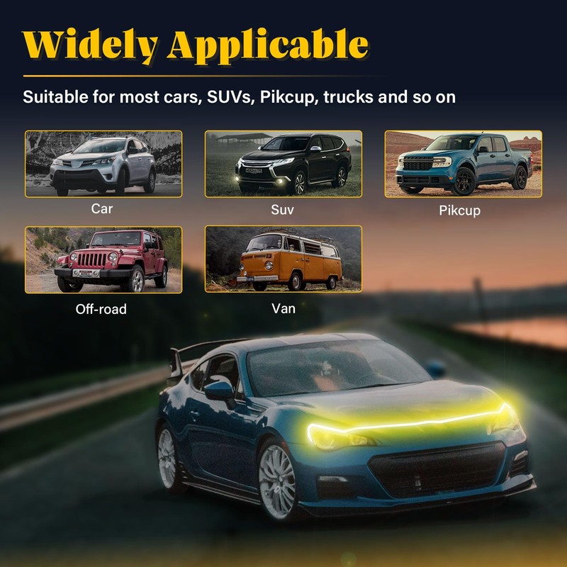 DIBMS 71-inch High-Brightness Car Hood Gap LED Light Strip -