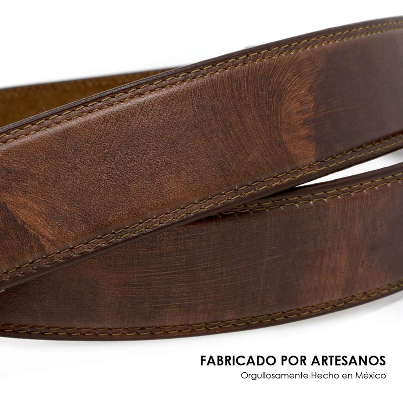 Cinturón vaquero con hebilla de toro, de piel vacuna auténtica,