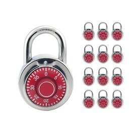 XanHen Standard Dial Combination Lock,Red Turnplate, Preset Three Digit Combination Lock for Keyless Convenience Ideal for School Gym Sports Locker Case Toolbox pack of 12