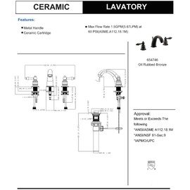 Designers Impressions 654746 Oil Rubbed Bronze Two Handle Widespread Lavatory Bathroom Vanity Faucet - Bathroom Sink Faucet with Matching Pop-Up Drain Trim Assembly