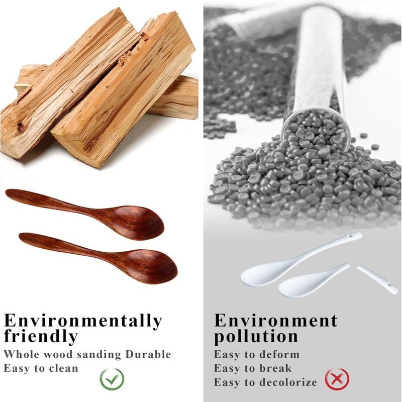 7 PCS Small Wooden Spoons, Wood Honey Spoon for Tea,
